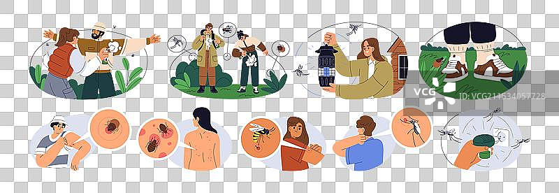 昆虫叮咬预防与过敏症状组合图片素材