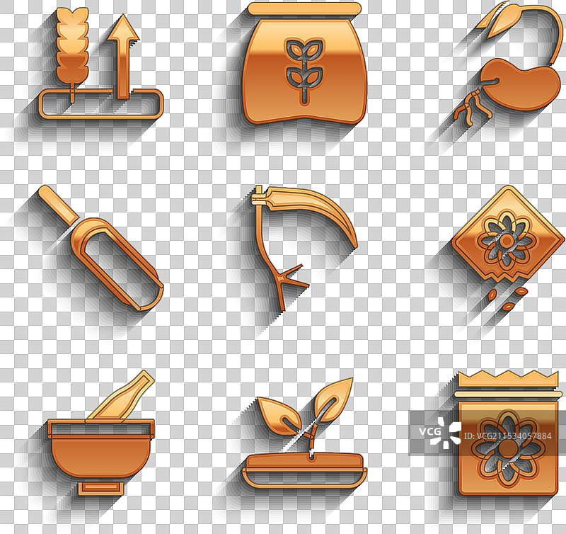 装满植物种子的镰刀幼苗包图片素材