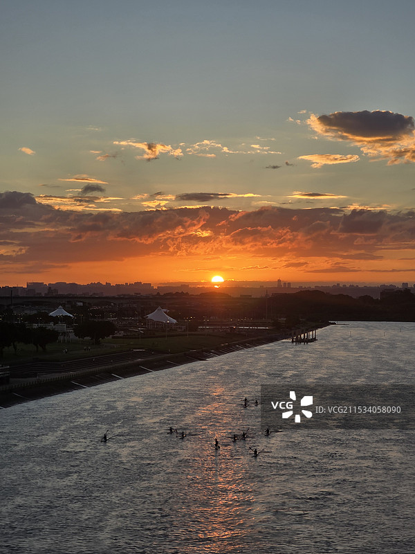 基隆河夕陽图片素材