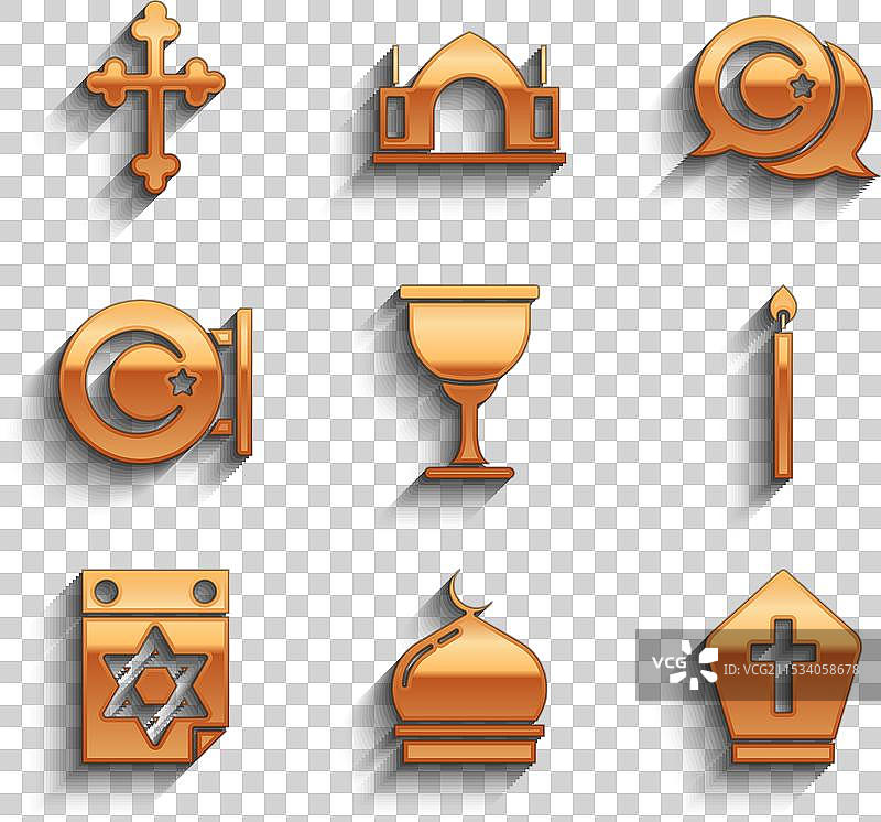 圣杯或圣盃、穆斯林清真寺、教皇帽图片素材