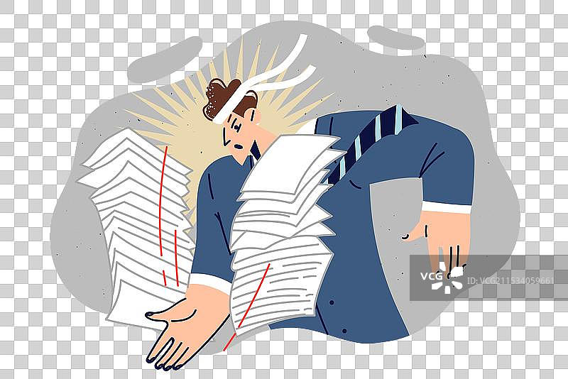 男办公室员工处理文件工作图片素材