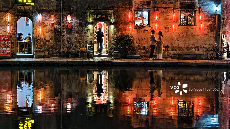 宏村月沼夜景图片素材