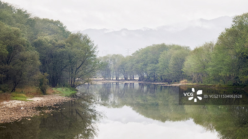 黄山西溪古村落河道图片素材