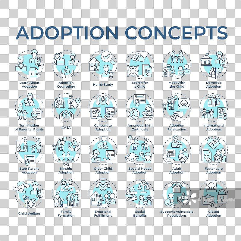 收养柔和蓝色概念图标图片素材