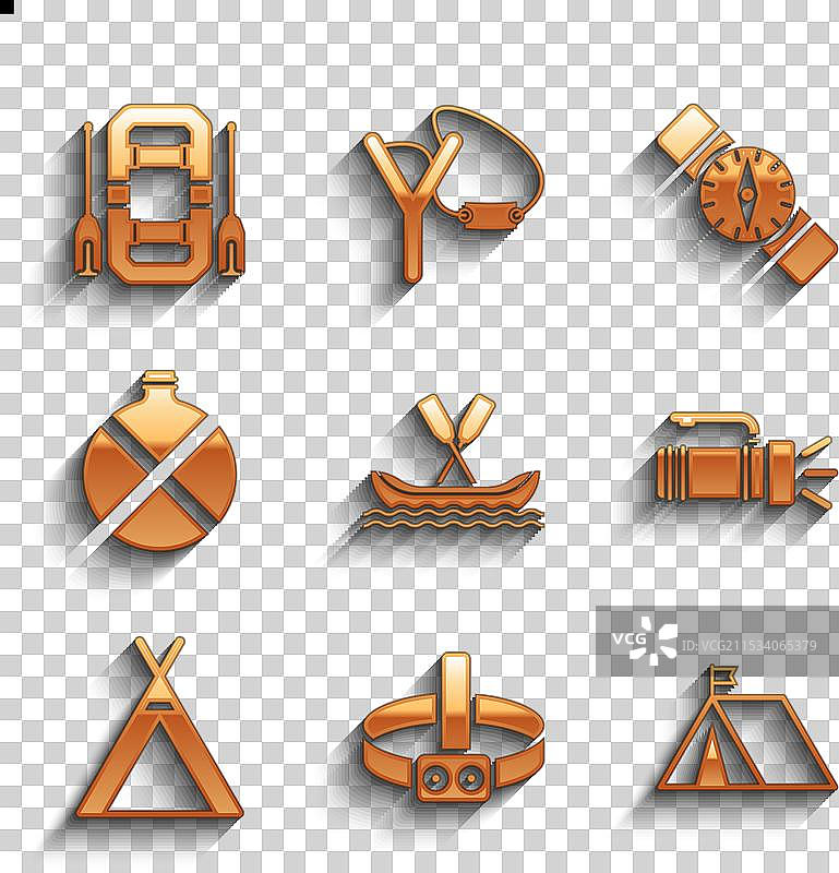 漂流船头手电筒旅游帐篷图片素材