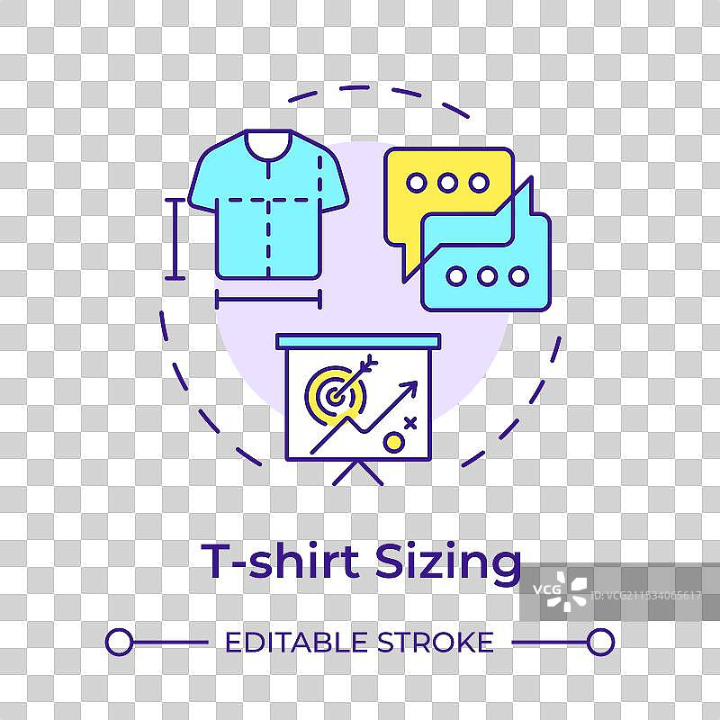 多色概念图标的T恤尺码图片素材