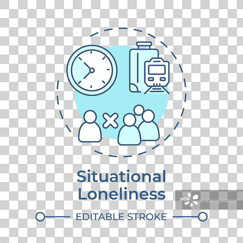 情境孤独柔和蓝色概念图标图片素材