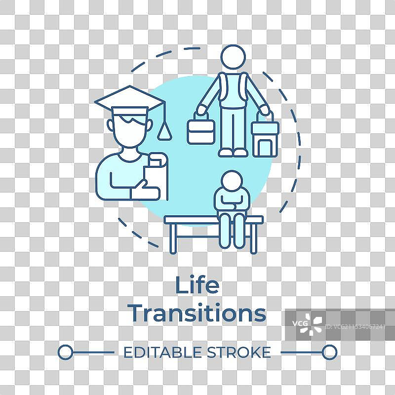 生活转变柔和蓝色概念图标图片素材