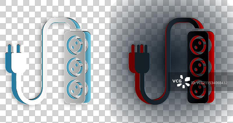 剪纸风格的电源延长线图标图片素材