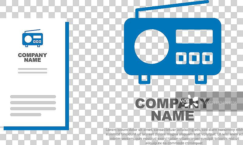 白色背景上的蓝色带天线的收音机图标图片素材