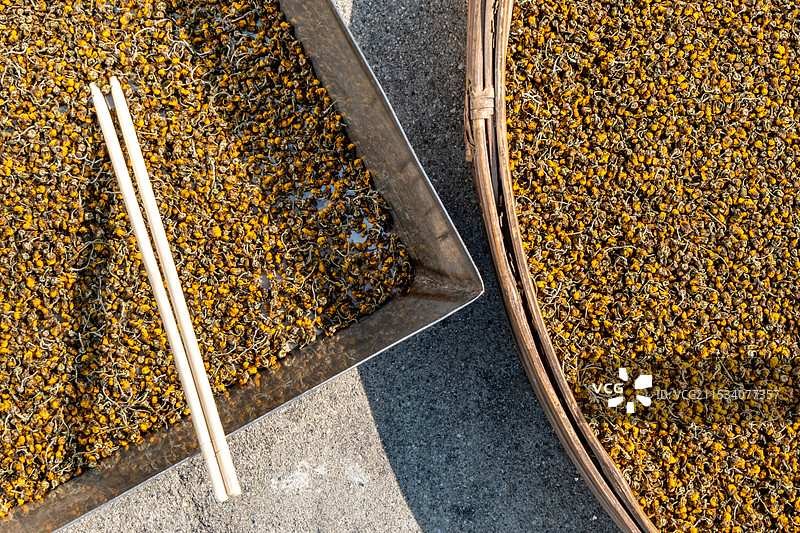 四川省绵阳市户外晾晒桂花，无人图片素材