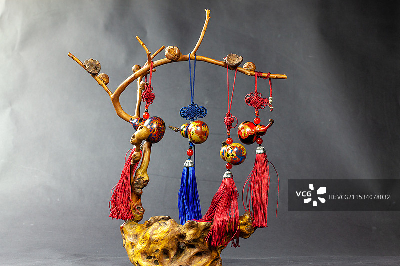 大漆彩绘葫芦挂件车挂图片素材