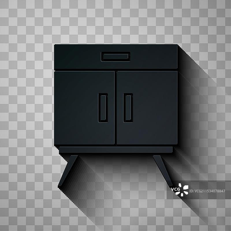 黑色背景上的纸雕抽屉柜图标图片素材