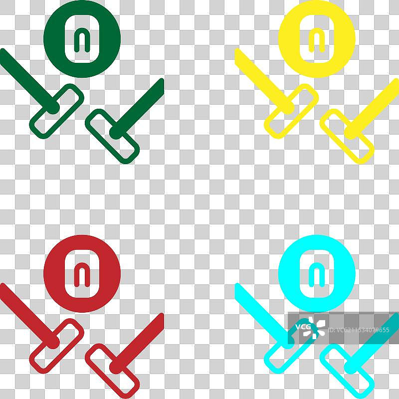 流行艺术风格的冰壶运动游戏图标，背景为彩色设计图片素材