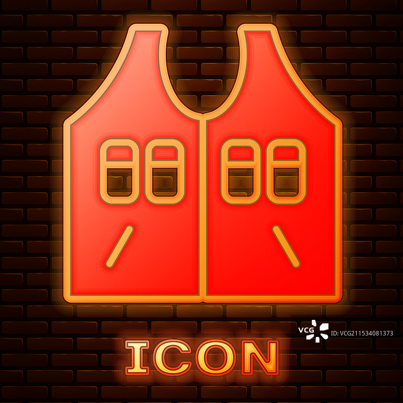 发光的霓虹狩猎夹克图标孤立于图片素材