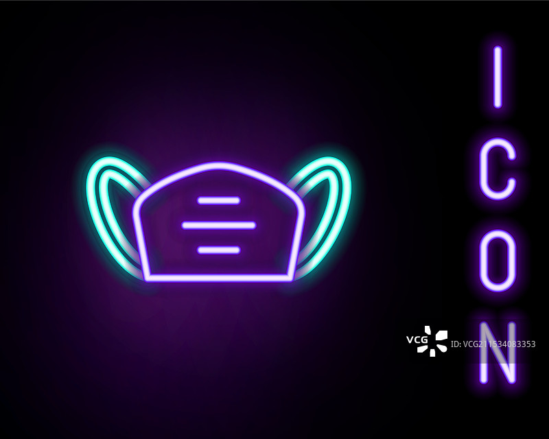 发光的霓虹线医疗防护口罩图标图片素材