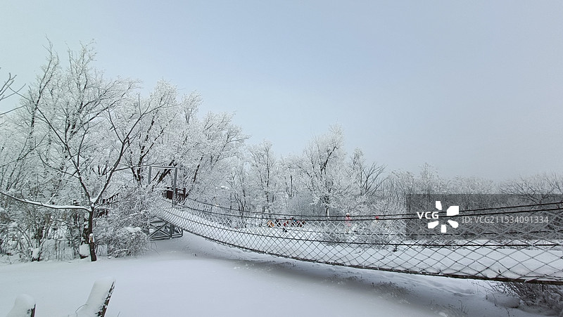吉林省松花江雪地上的雾凇图片素材
