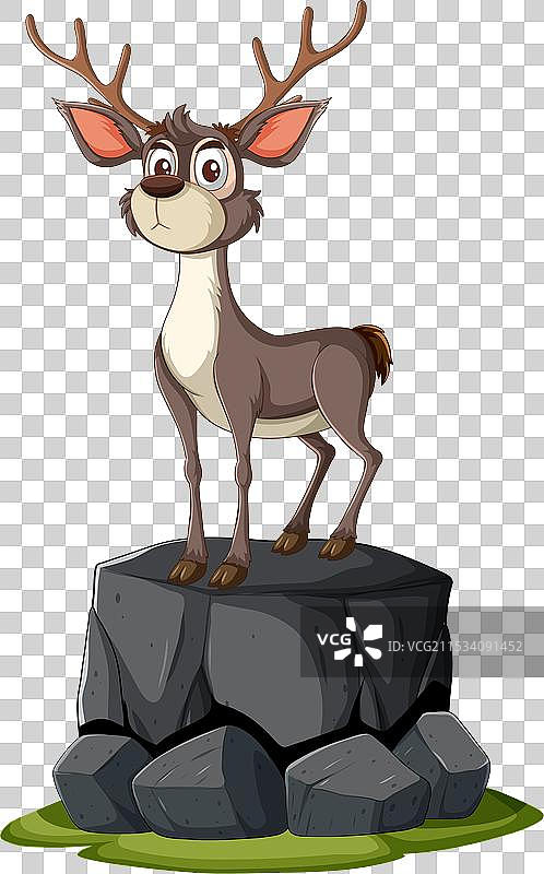 卡通鹿站在石制平台上图片素材