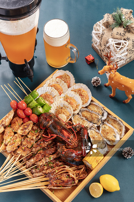 波士顿龙虾啤酒烧烤套餐图片素材