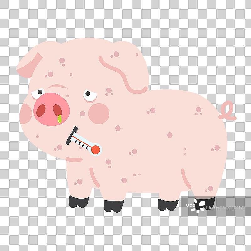 生病的小猪卡通角色是一种动物图片素材