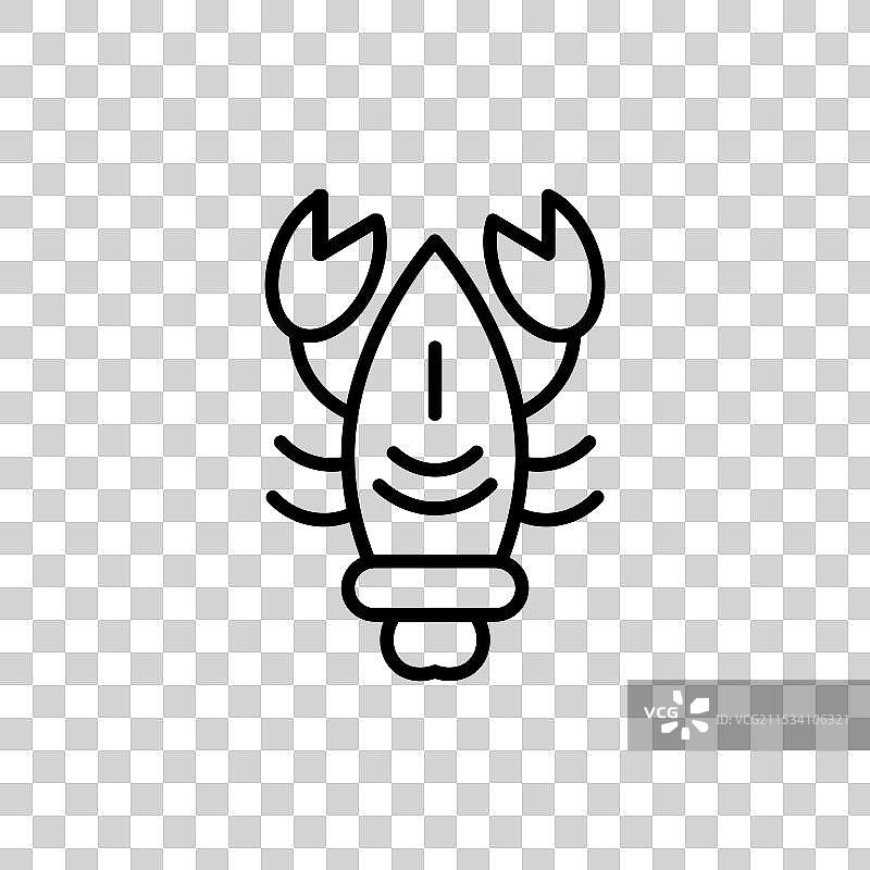 孤立在白色背景上的龙虾图标图片素材