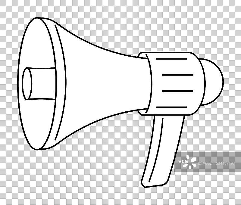 简单的黑白喇叭图画图片素材