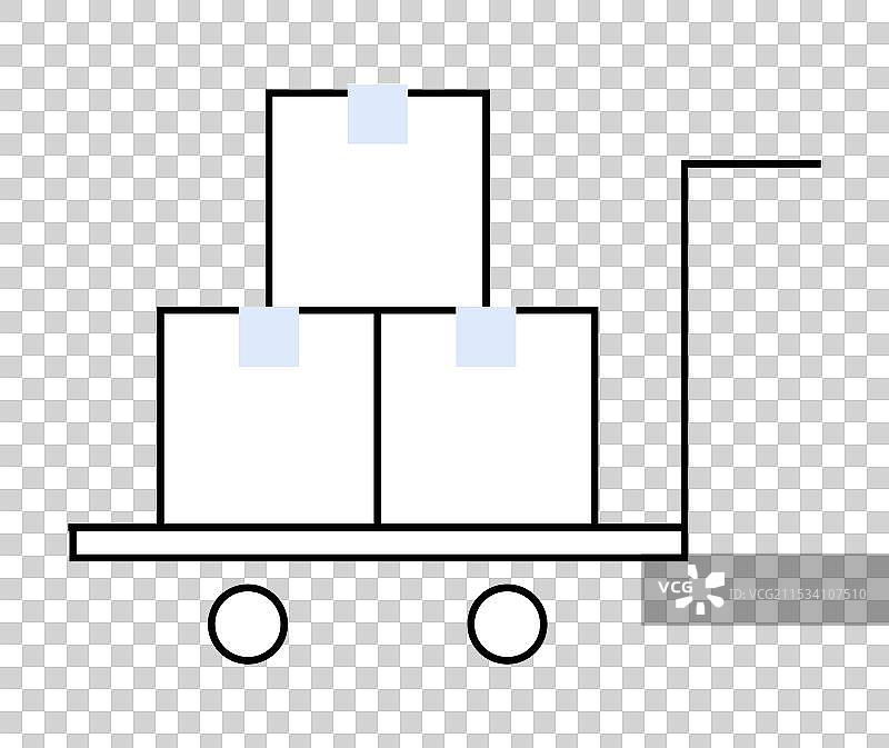 手推车上堆叠的箱子突出显示图片素材