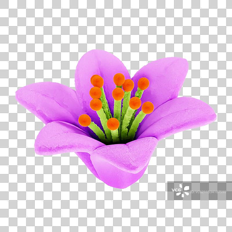 3D立体毛绒材质百合花元素图片素材