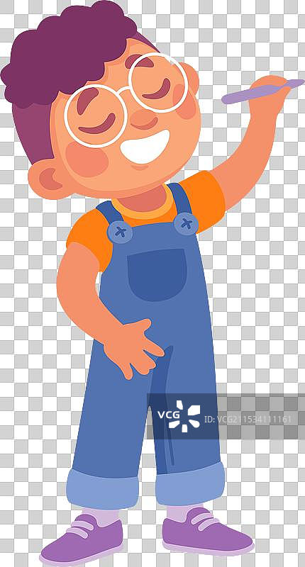 小男孩用彩色铅笔画画图片素材