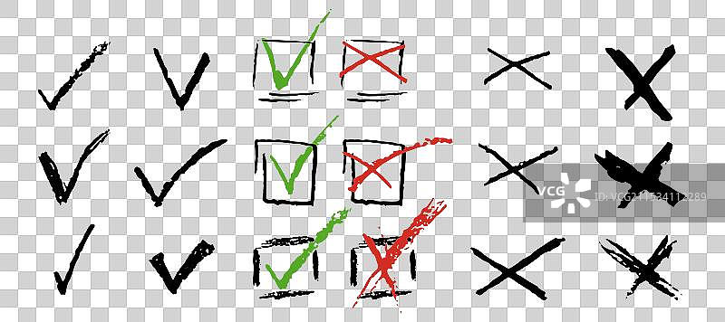 待办事项或投票用的勾选和叉号集合图片素材