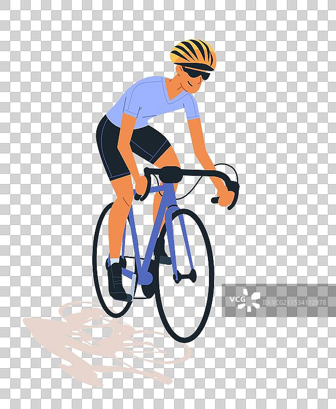 骑自行车的人骑着公路车，戴着头盔。图片素材