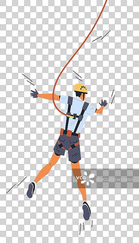 穿着安全带的跳伞者在进行蹦极跳图片素材