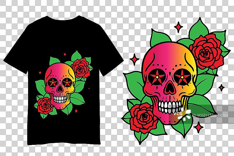 头骨图案的T恤图片素材