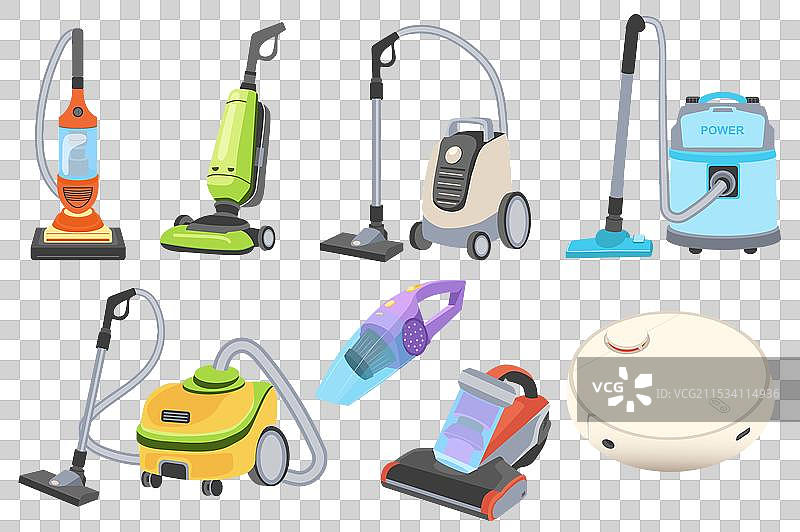 平面图形中的吸尘器套件元素图片素材