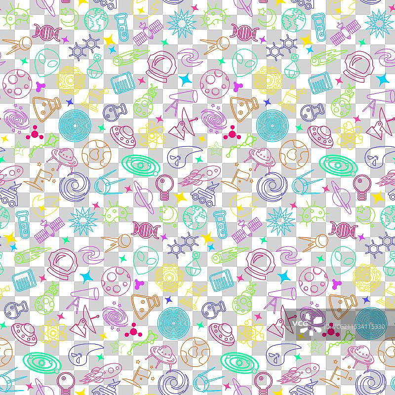 霓虹宇宙科学无缝轮廓图案图片素材