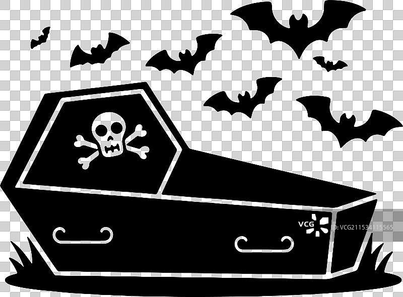 万圣节棺材剪影图标图片素材