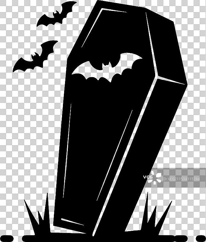 万圣节棺材剪影图标图片素材