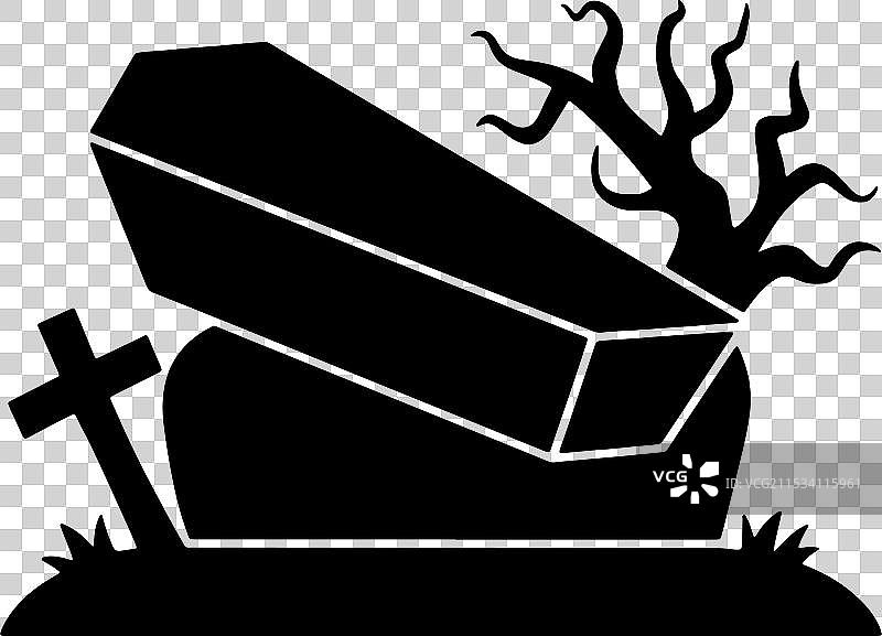 万圣节棺材剪影图标图片素材
