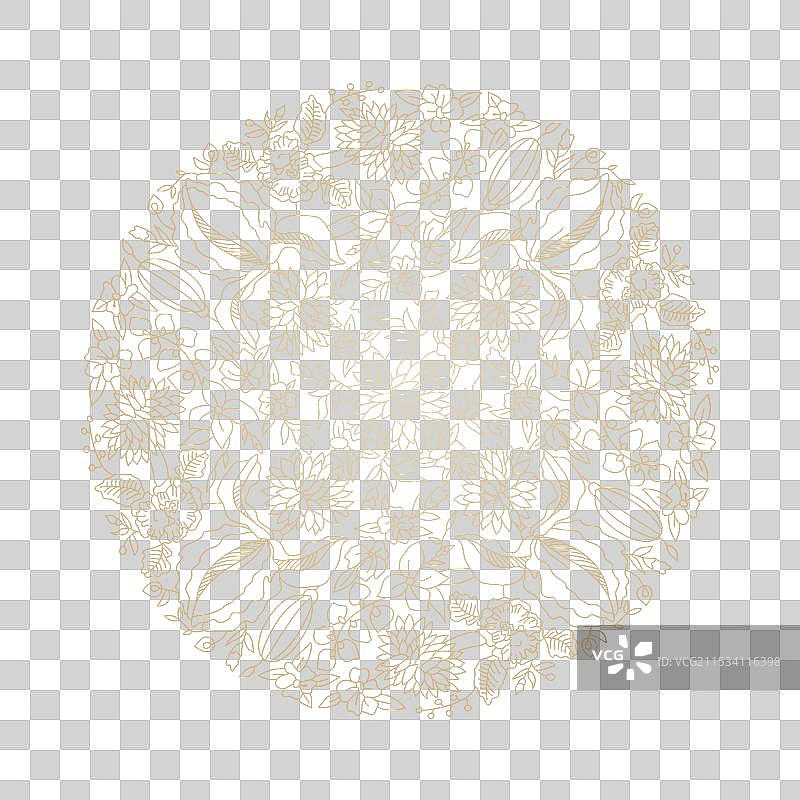 黑色背景上的金色花卉曼陀罗波西米亚风格图片素材