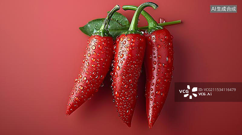 【AI数字艺术】红色背景的红色辣椒烹饪图片素材