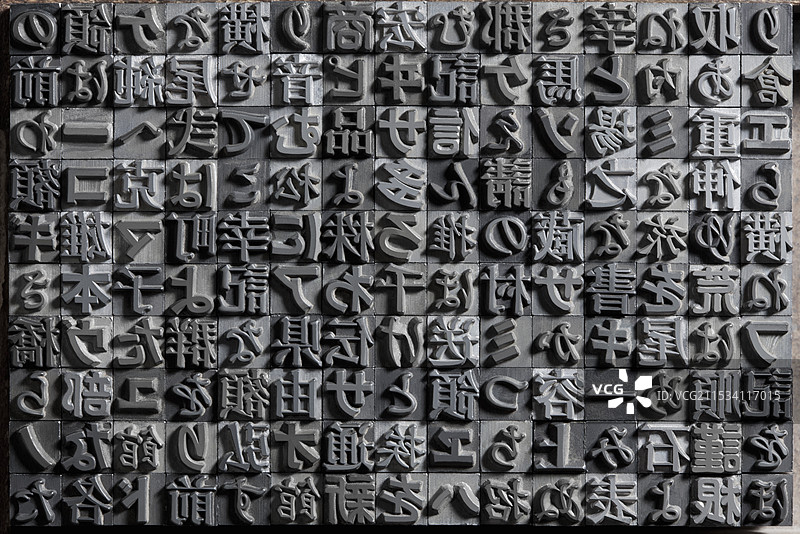 汉字、平假名和片假名的活字印刷图片素材