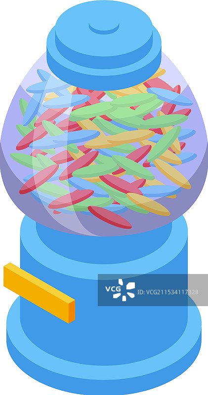 蓝色的泡泡糖机正在分发五彩缤纷的糖果图片素材