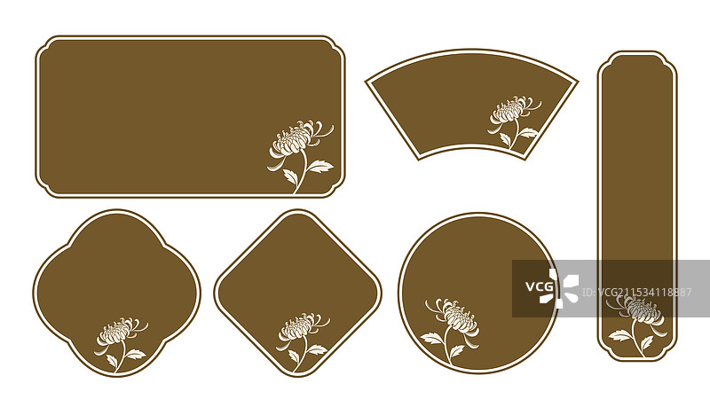 菊花复古边框设计图片素材