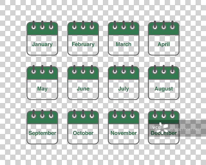日常、每月、每年日历图标的图标集图片素材