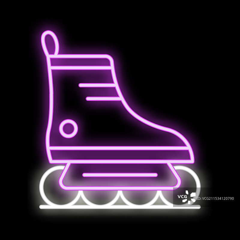 经典溜冰鞋的霓虹灯招牌闪耀着光芒图片素材
