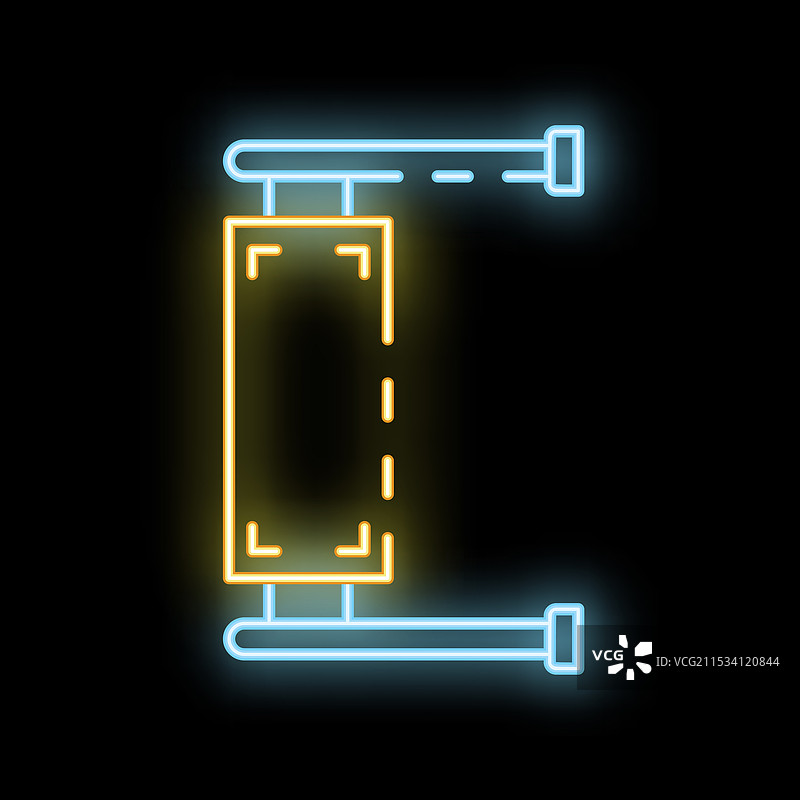 黑色背景上悬挂发光的霓虹横幅图片素材