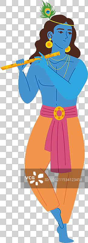 克里希纳神在吹笛子图片素材