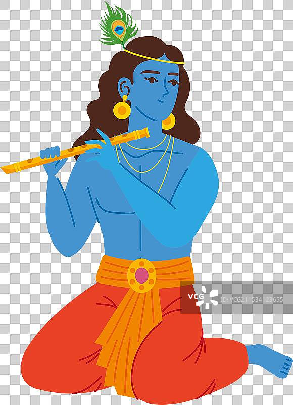 快乐的克里希纳与班苏里乐器图片素材