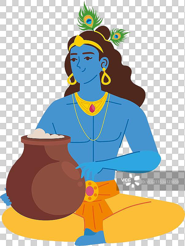 克里希纳神吃黄油奶油图片素材