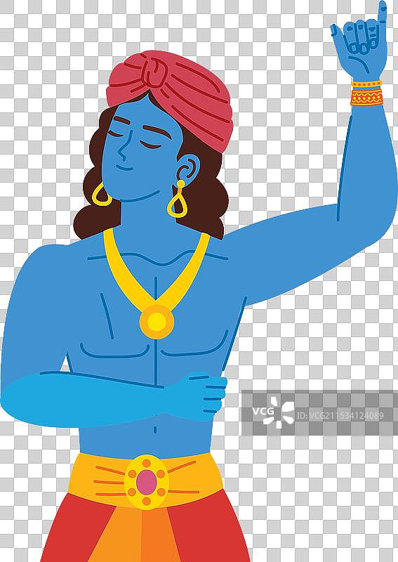 印度教神克里希纳举起手来图片素材